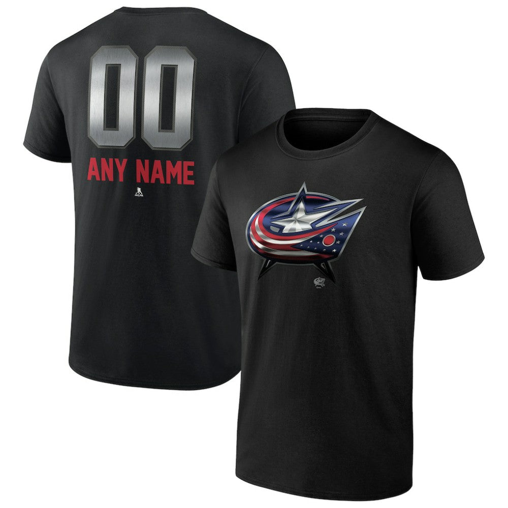Columbus Blue Jackets Personalized Midnight Mascot Logo T-Shirt - Black - NHL 4444414