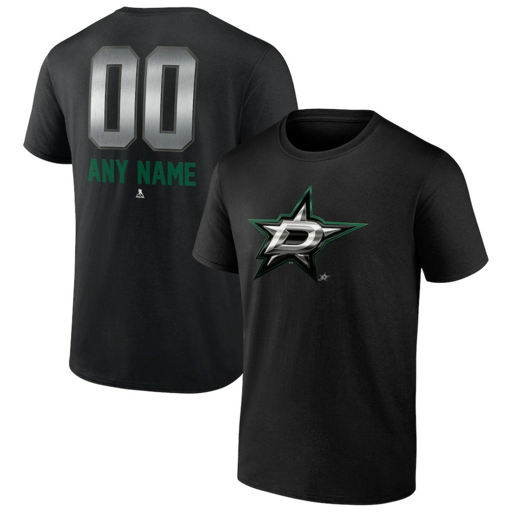 Dallas Stars Personalized Midnight Mascot Logo T-Shirt - Black - NHL 4444415