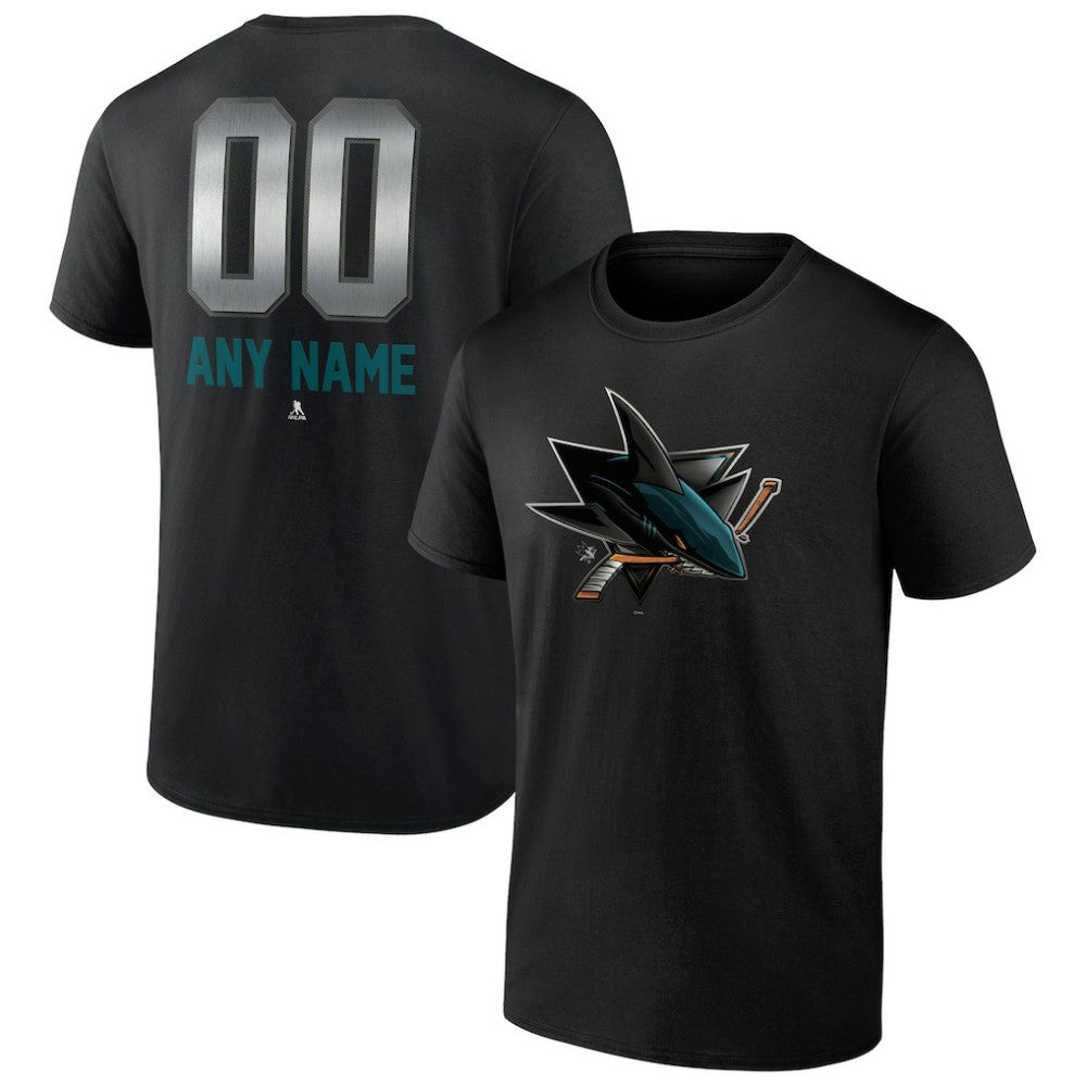 San Jose Sharks Personalized Midnight Mascot Logo T-Shirt - Black - NHL 4444428
