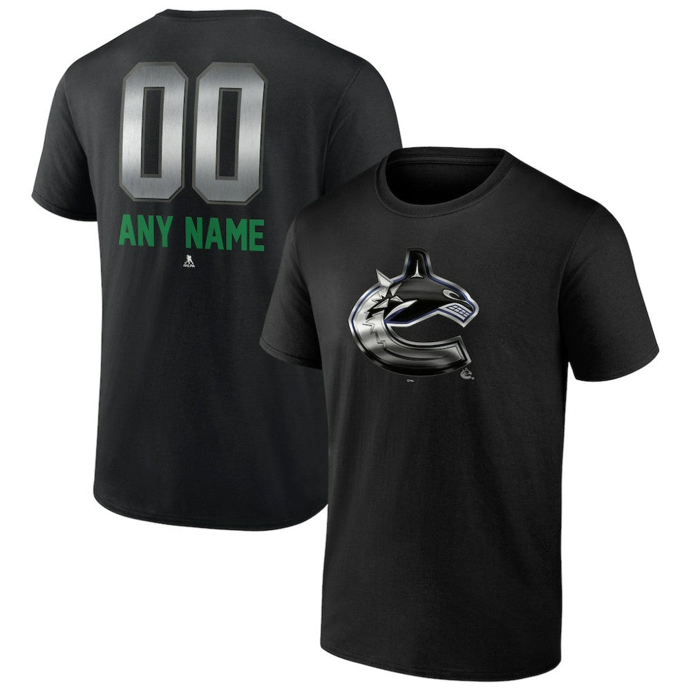 Vancouver Canucks Personalized Midnight Mascot Logo T-Shirt - Black - NHL 4444432