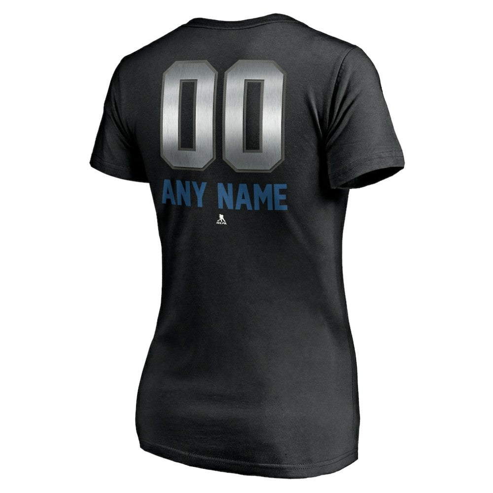 Colorado Avalanche Women's Personalized Midnight Mascot Logo V-Neck T-Shirt - Black - NHL 4444441