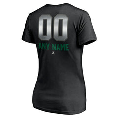 Dallas Stars Women's Personalized Midnight Mascot Logo V-Neck T-Shirt - Black - NHL 4444443