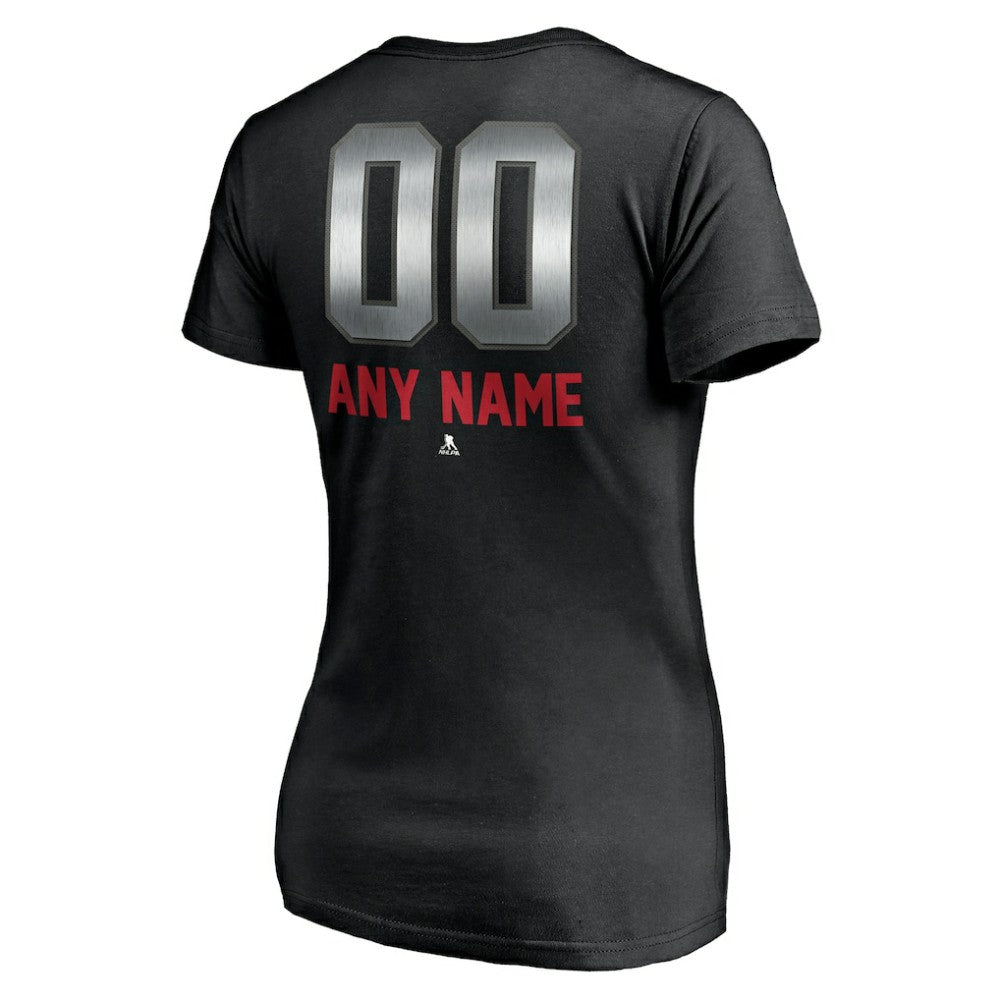 Detroit Red Wings Women's Personalized Midnight Mascot Logo V-Neck T-Shirt - Black - NHL 4444444