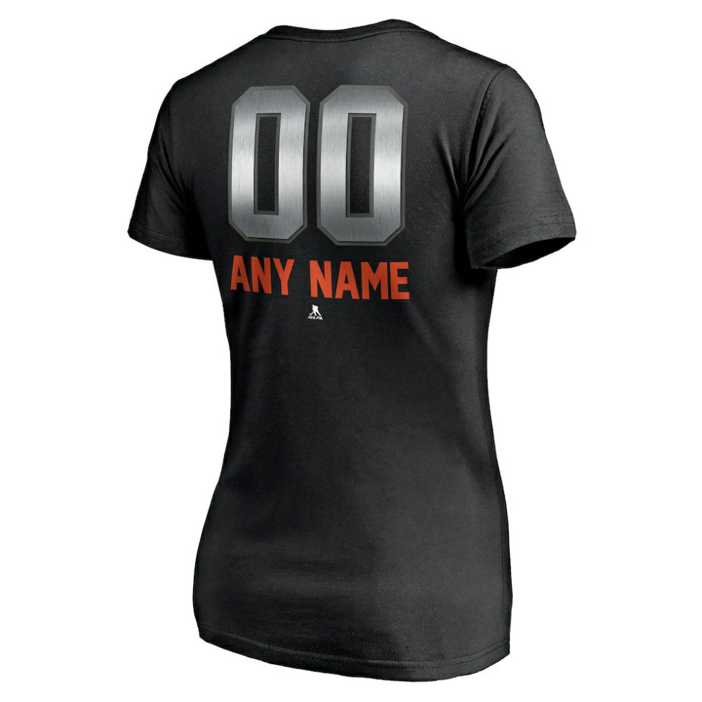 Edmonton Oilers Women's Personalized Midnight Mascot Logo V-Neck T-Shirt - Black - NHL 4444445