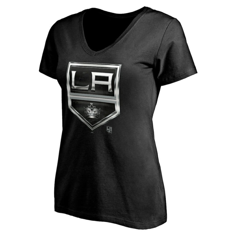 Los Angeles Kings Women's Personalized Midnight Mascot Logo V-Neck T-Shirt - Black - NHL 4444447