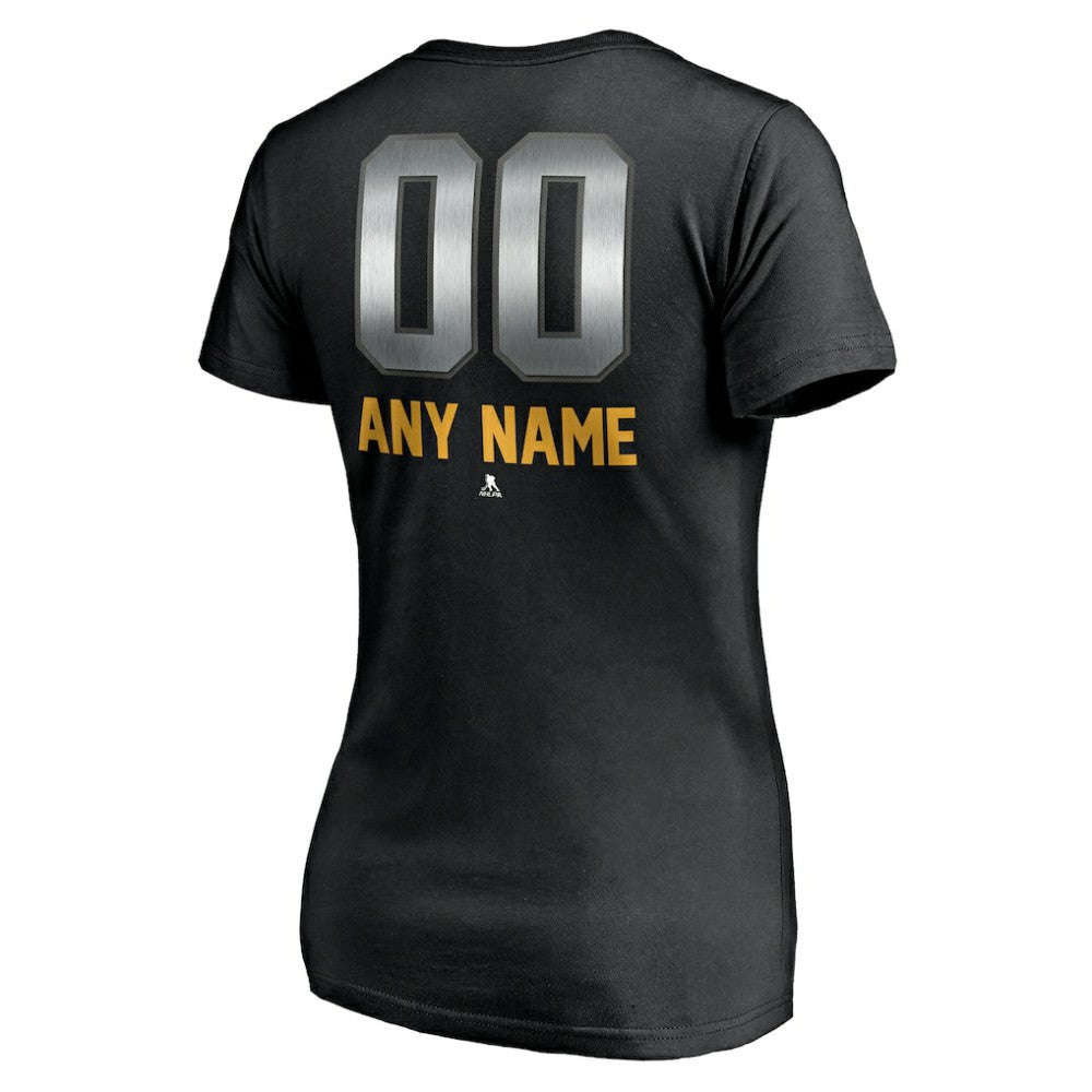 Nashville Predators Women's Personalized Midnight Mascot Logo V-Neck T-Shirt - Black - NHL 4444450