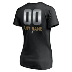Vegas Golden Knights Women's Personalized Midnight Mascot Logo V-Neck T-Shirt - Black - NHL 4444461
