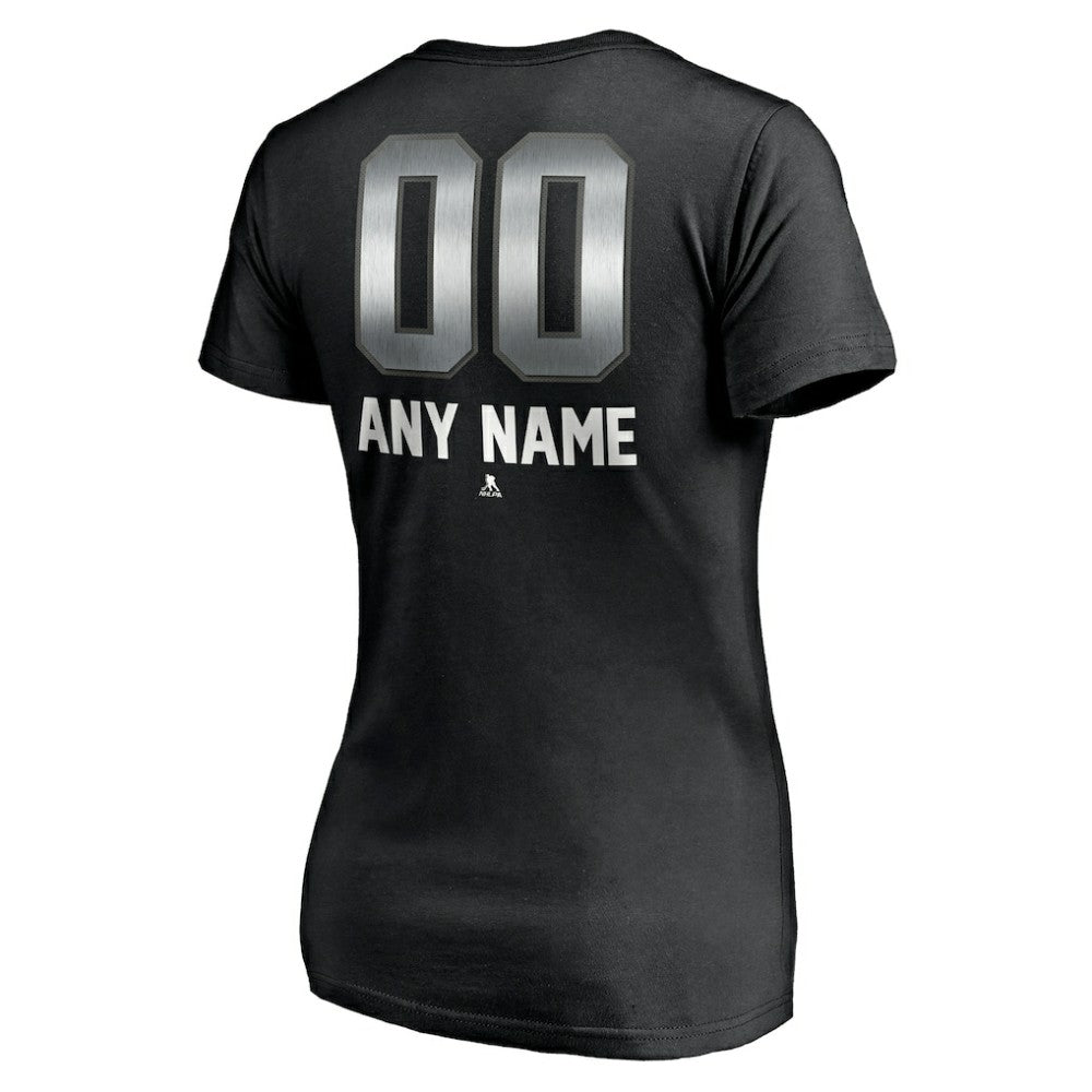 Winnipeg Jets Women's Personalized Midnight Mascot Logo V-Neck T-Shirt - Black - NHL 4444463