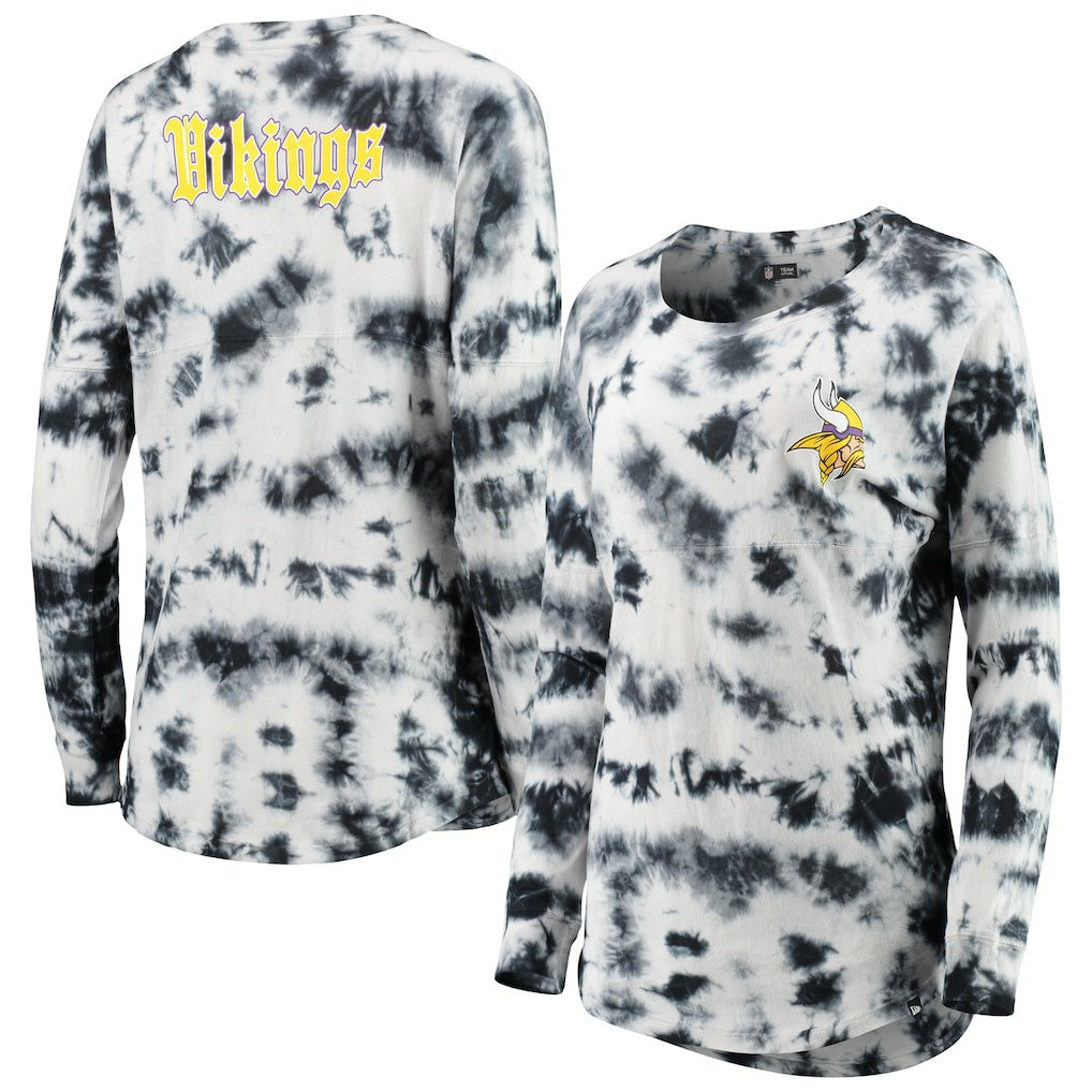 Minnesota Vikings New Era Women's Tie-Dye Long Sleeve T-Shirt Black