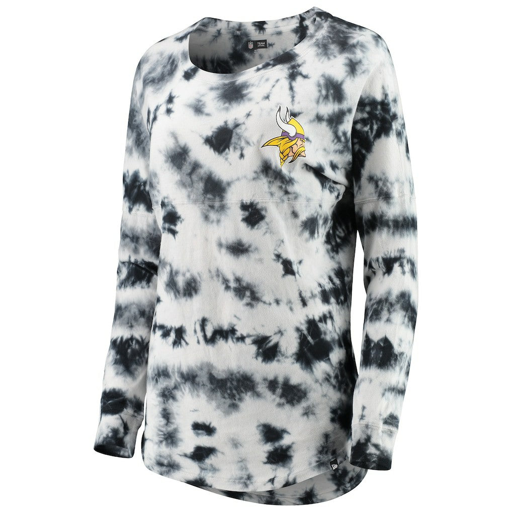 Minnesota Vikings New Era Women's Tie-Dye Long Sleeve T-Shirt Black