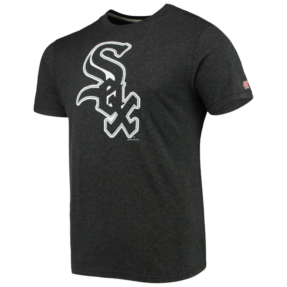 Chicago White Sox Homage Hand-Drawn Logo Tri-Blend T-Shirt - Heather Black - MLB Discount