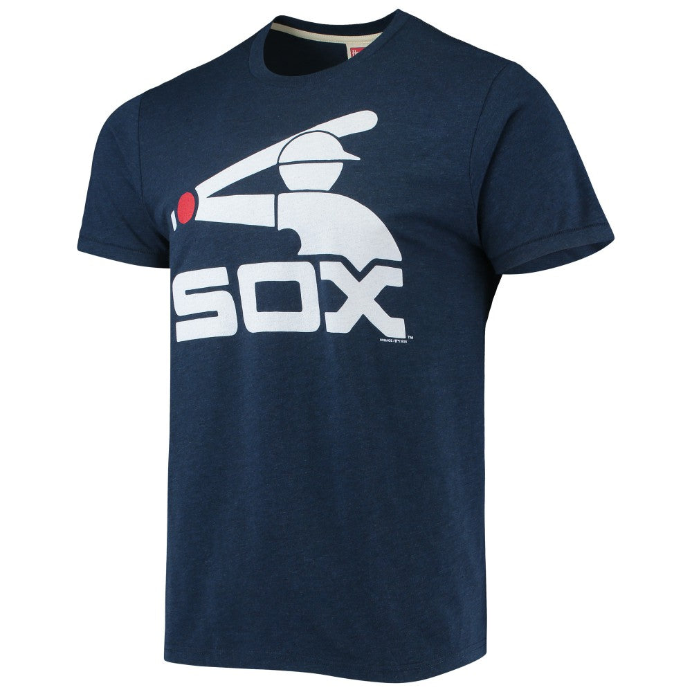 Chicago White Sox Homage Hand-Drawn Logo Tri-Blend T-Shirt - Navy - MLB Sale
