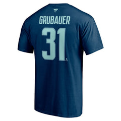 Philipp Grubauer Seattle Kraken Fanatics Authentic Stack Name & Number T-Shirt - Deep Sea Blue - NHL 4454664