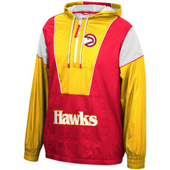 Atlanta Hawks Hardwood Classics Highlight Reel Windbreaker Half-Zip Hoodie Jacket Red/Yellow | Mitchell & Ness US