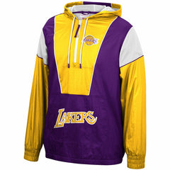 Los Angeles Lakers Hardwood Classics Highlight Reel Windbreaker Half-Zip Hoodie Jacket Purple/Gold | Mitchell & Ness for sale