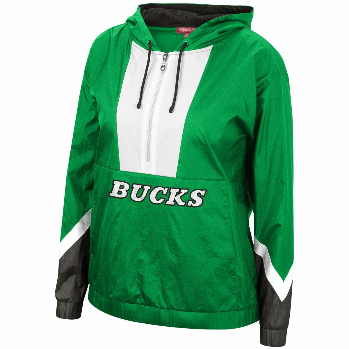 Milwaukee Bucks Women's Half-Zip Windbreaker 2.0 Hoodie Green | Mitchell & Ness online