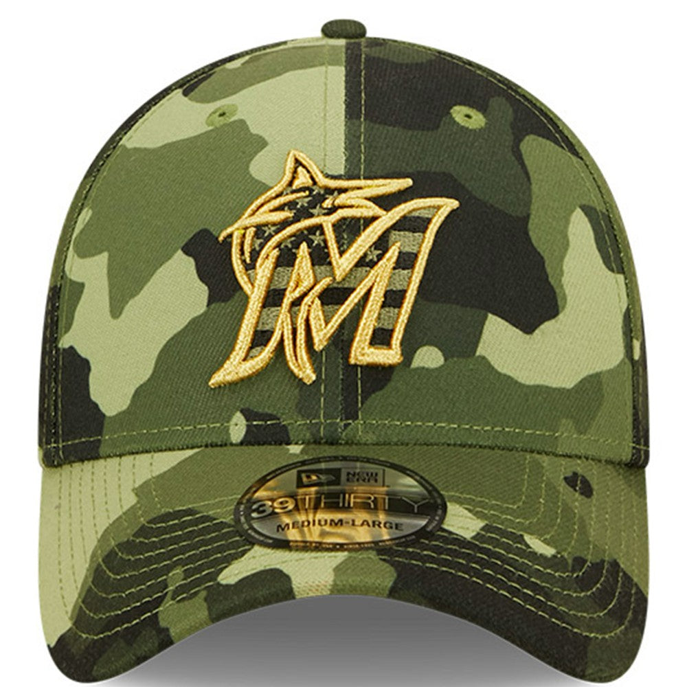 Miami Marlins New Era 2022 Armed Forces Day 39THIRTY Flex Hat - Camo - New Era Sale
