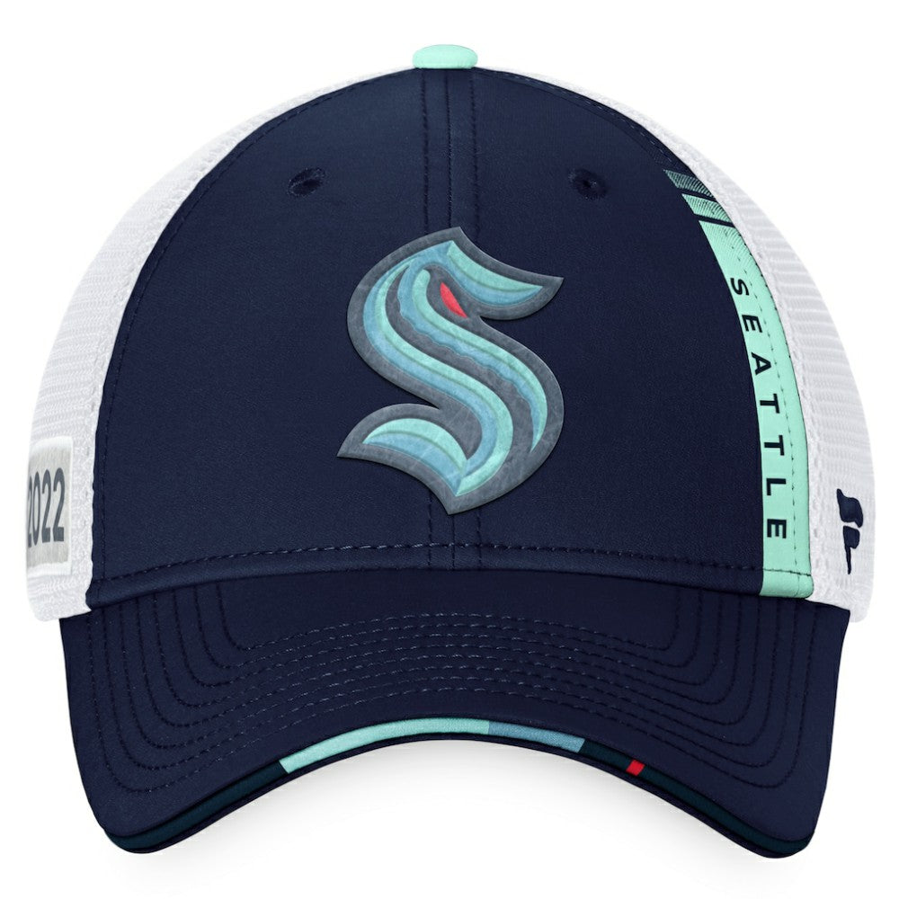 Seattle Kraken Fanatics 2022 NHL Draft Authentic Pro On Stage Trucker Adjustable Hat - Navy/White - NHL 4464798