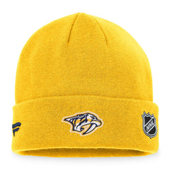 Nashville Predators Fanatics Authentic Pro Rink Cuffed Knit Hat - Gold - NHL 4464837