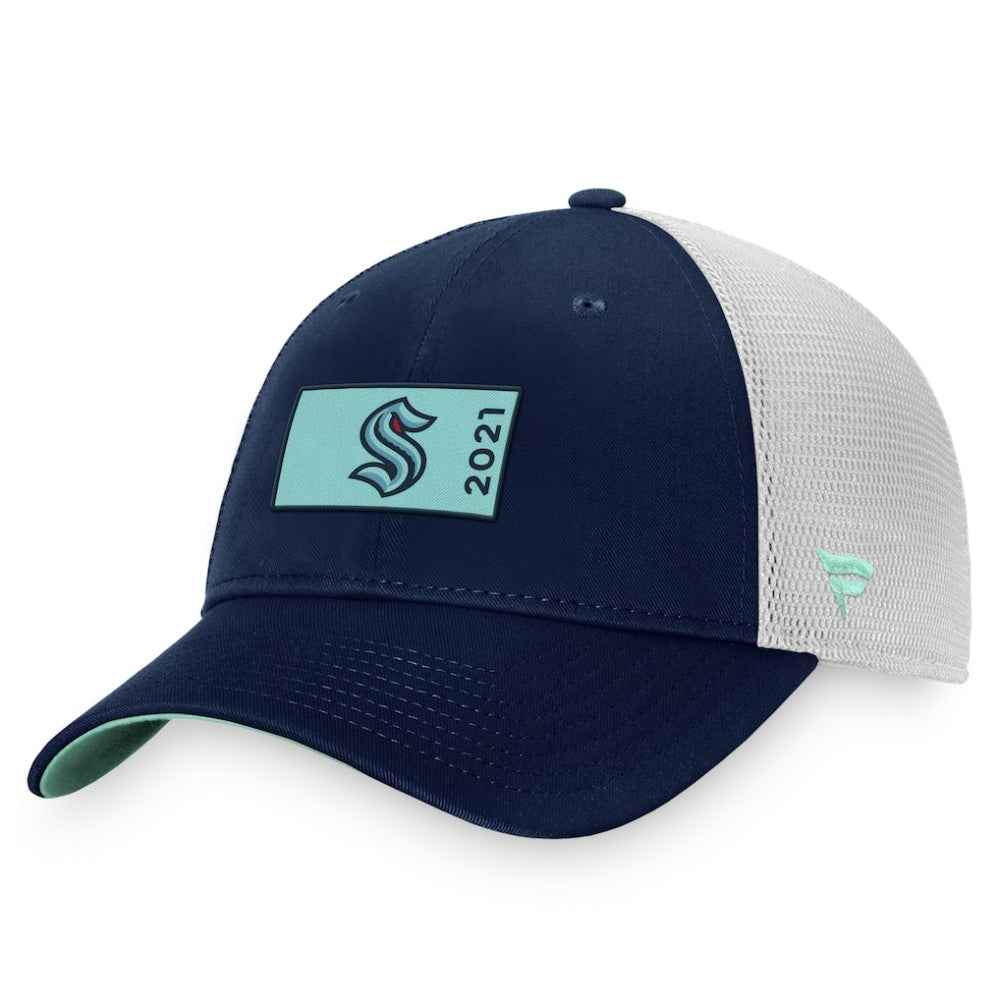 Seattle Kraken Fanatics Authentic Pro Rink Trucker Snapback Hat - Deep Sea Blue/White - NHL 4464950