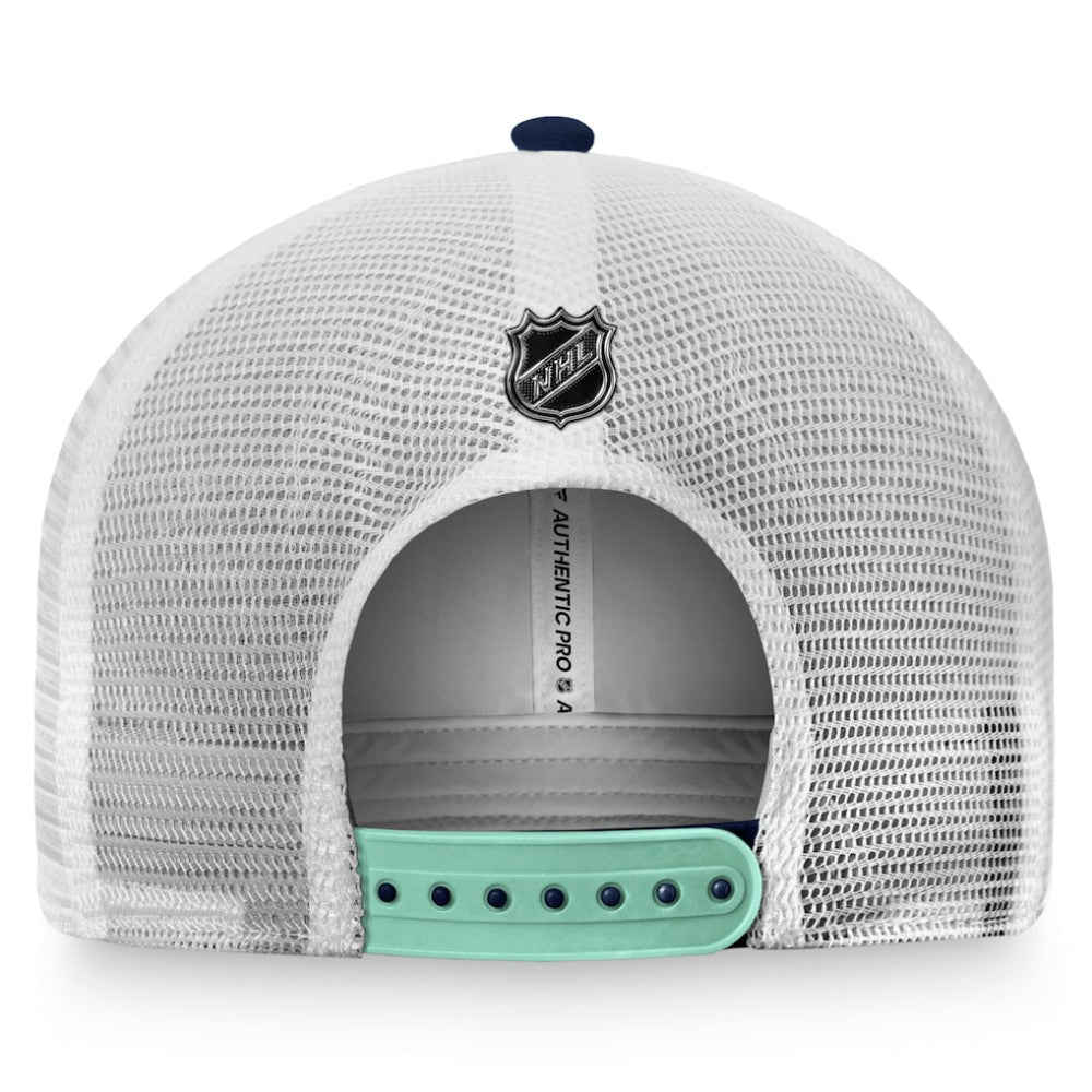 Seattle Kraken Fanatics Authentic Pro Rink Trucker Snapback Hat - Deep Sea Blue/White - NHL 4464950