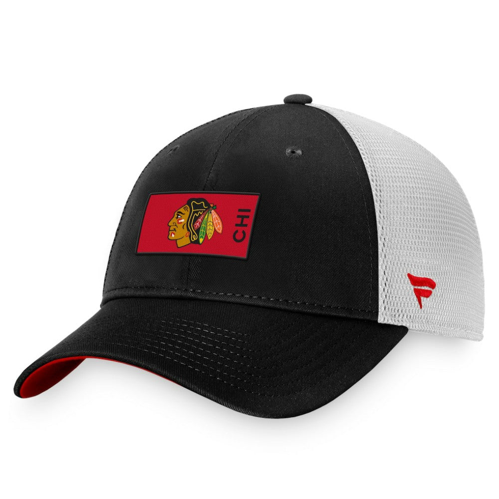 Chicago Blackhawks Fanatics Authentic Pro Rink Trucker Snapback Hat - Black/White - NHL 4465051