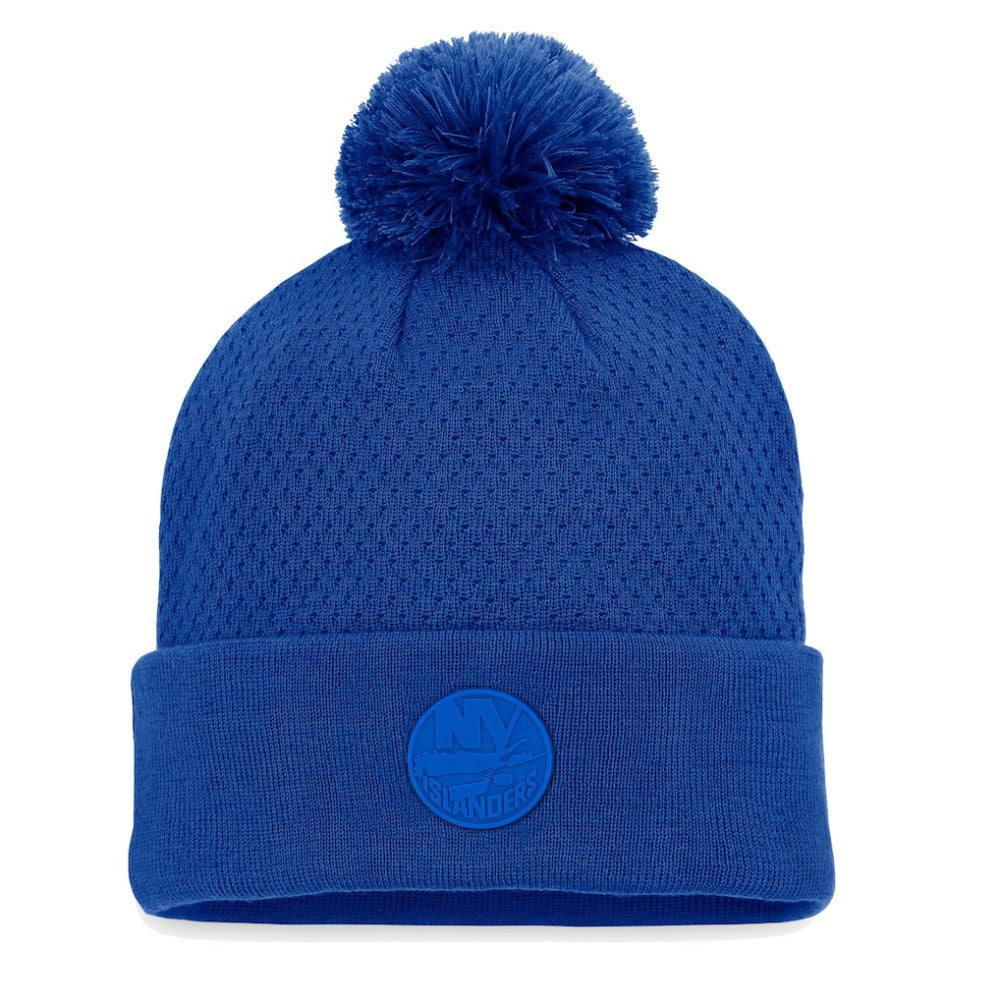 New York Islanders Fanatics Women's Authentic Pro Road Cuffed Knit Hat with Pom - Royal - NHL 4465291