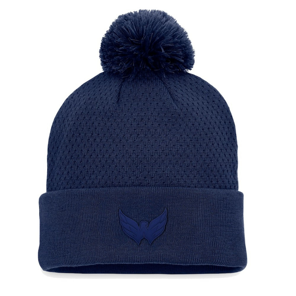 Washington Capitals Fanatics Women's Authentic Pro Road Cuffed Knit Hat with Pom - Navy - NHL 4465295