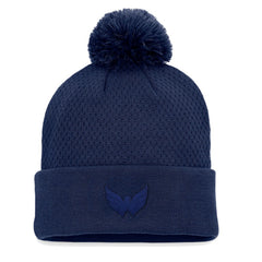 Washington Capitals Fanatics Women's Authentic Pro Road Cuffed Knit Hat with Pom - Navy - NHL 4465295