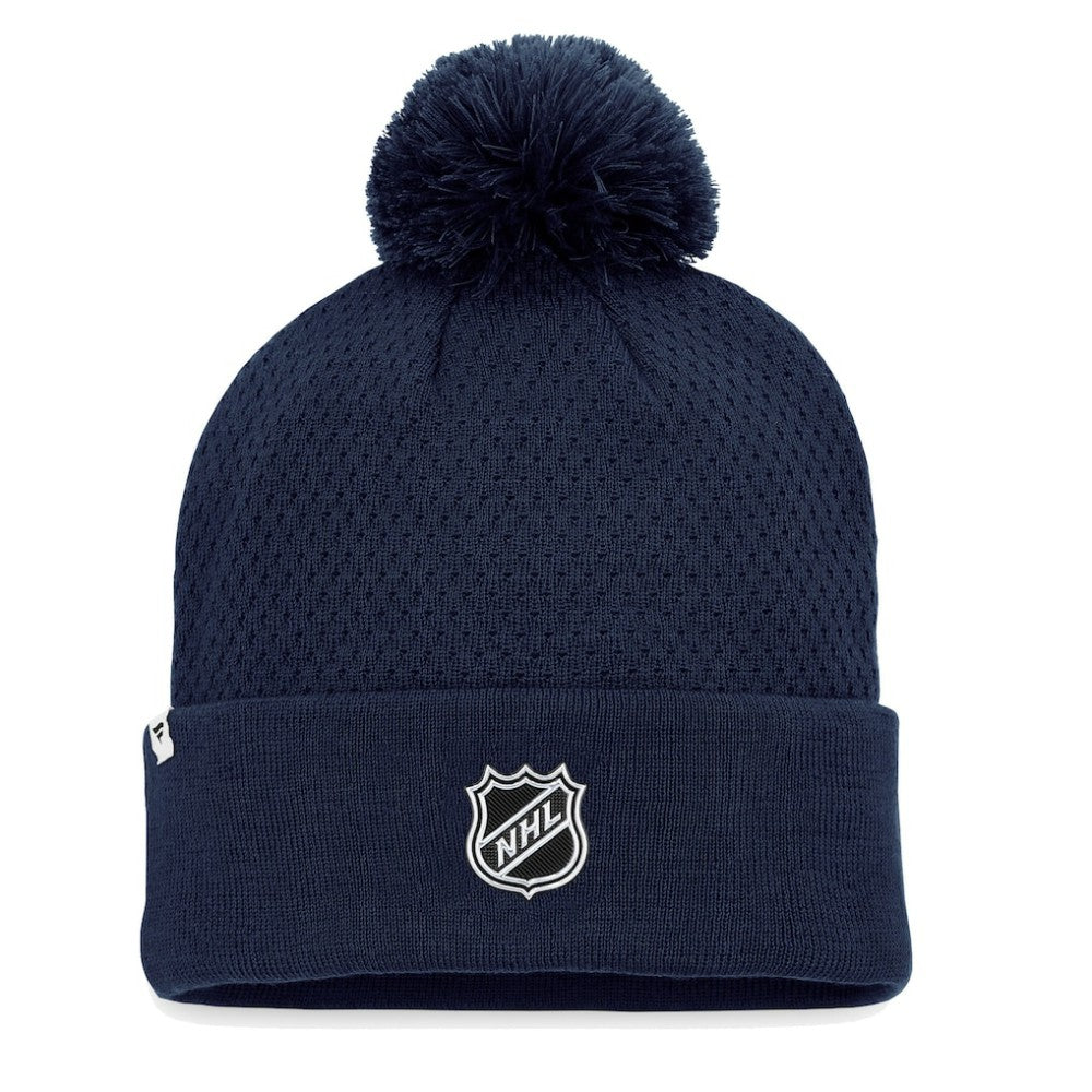 Nashville Predators Fanatics Women's Authentic Pro Road Cuffed Knit Hat with Pom - Navy - NHL 4465298