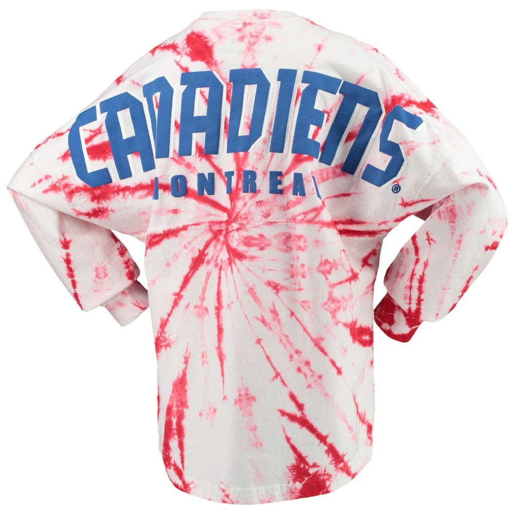 Montreal Canadiens Women's Spiral Tie-Dye Long Sleeve T-Shirt - Red - NHL 4472551