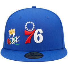 Philadelphia 76ers 3x NBA Finals Champions Crown 59FIFTY Fitted Hat Royal | New Era Lifestyle