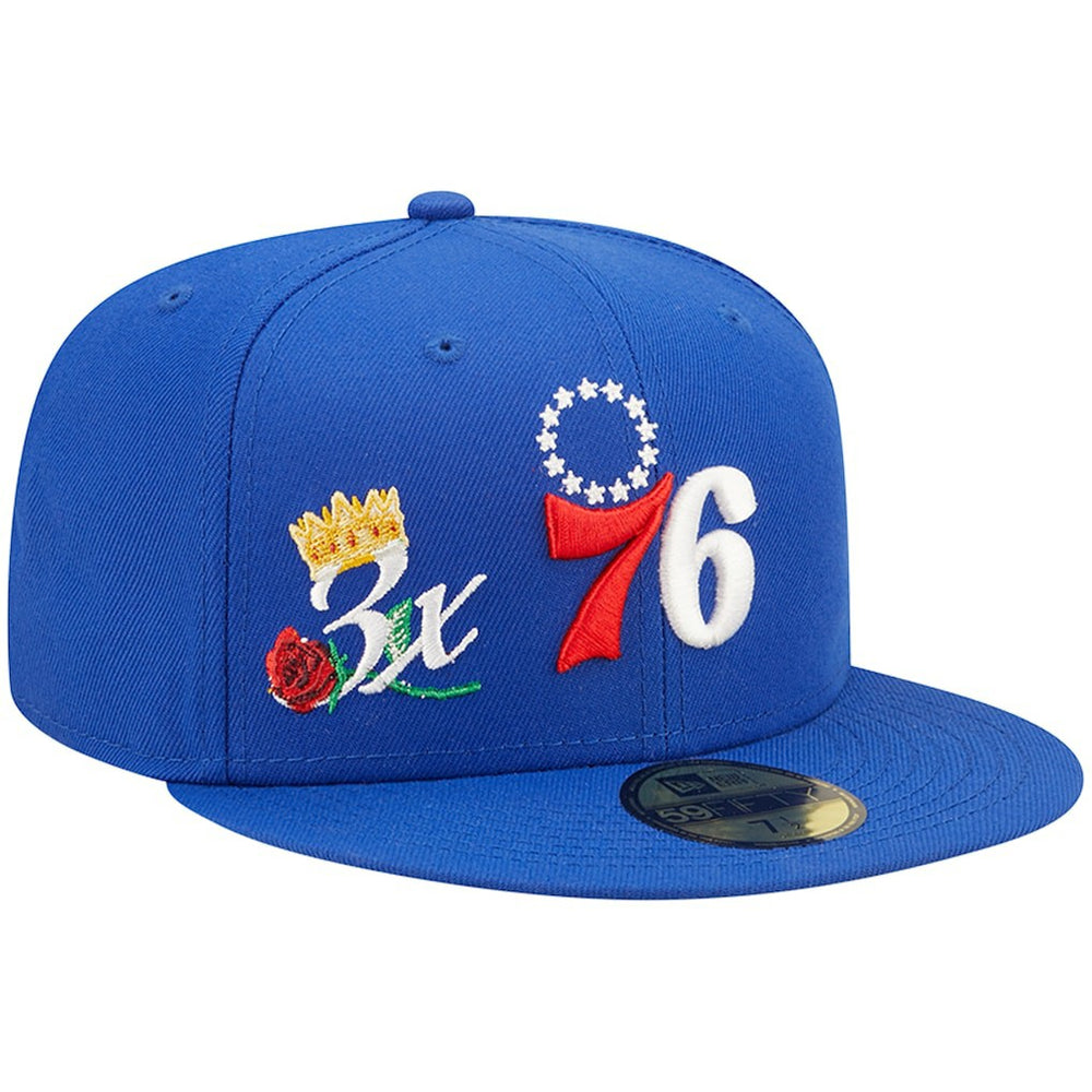 Philadelphia 76ers 3x NBA Finals Champions Crown 59FIFTY Fitted Hat Royal | New Era Lifestyle