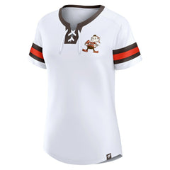 Fanatics Cleveland Browns Women's Brownie The Elf Gridiron Classics Sunday Best Lace-Up T-Shirt White