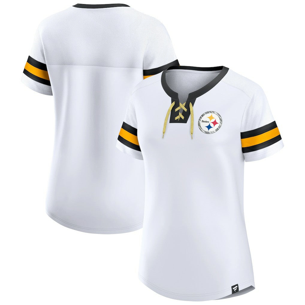 Fanatics Pittsburgh Steelers Women's Sunday Best Lace-Up T-Shirt White