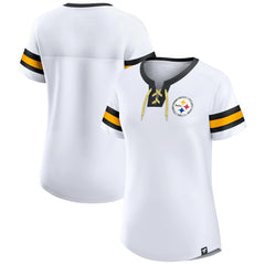 Fanatics Pittsburgh Steelers Women's Sunday Best Lace-Up T-Shirt White