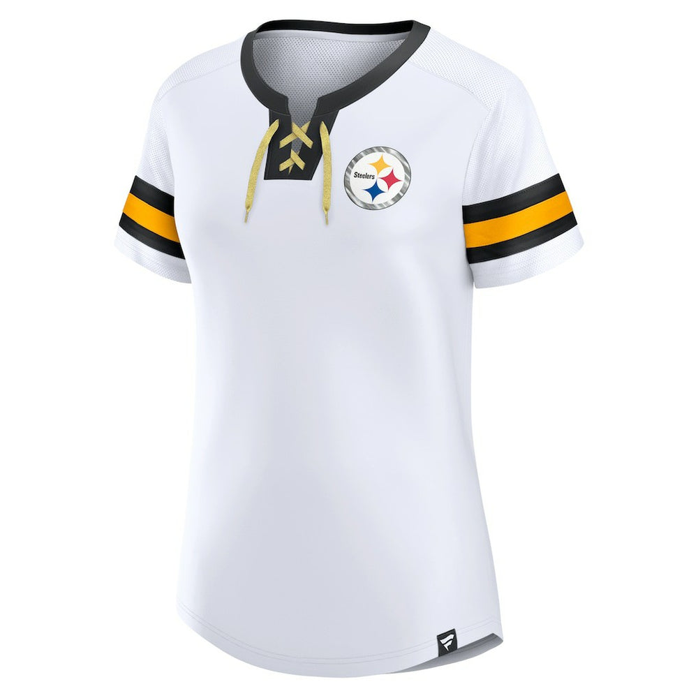 Fanatics Pittsburgh Steelers Women's Sunday Best Lace-Up T-Shirt White