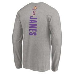 LeBron James Los Angeles Lakers #6 Playmaker Name & Number Long Sleeve T-Shirt Heathered Gray