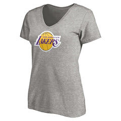 LeBron James Los Angeles Lakers Women's #6 Playmaker Name & Number V-Neck T-Shirt Heathered Gray