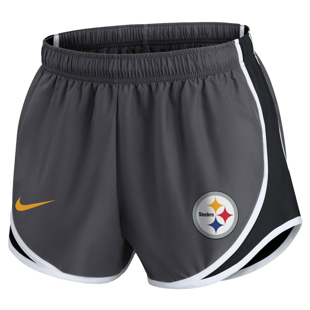 Nike Pittsburgh Steelers Women's Plus Size Logo Performance Tempo Shorts Charcoal