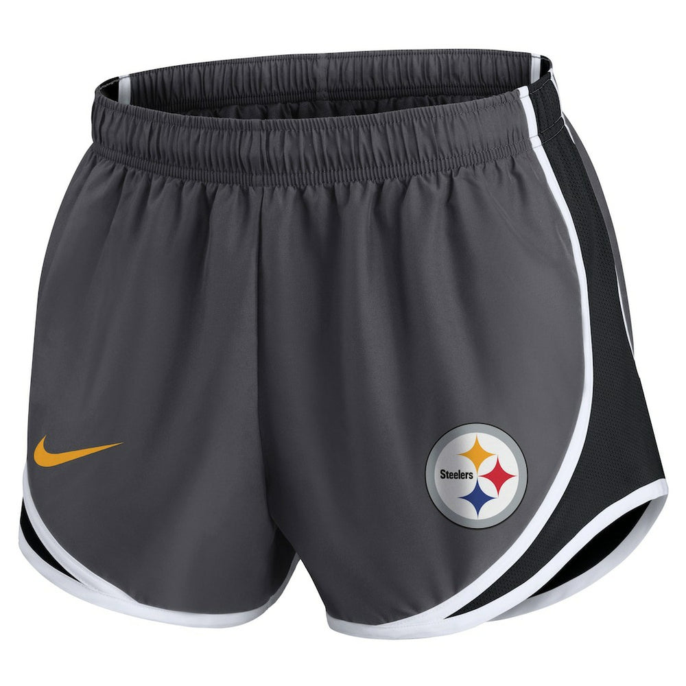 Nike Pittsburgh Steelers Women's Plus Size Logo Performance Tempo Shorts Charcoal