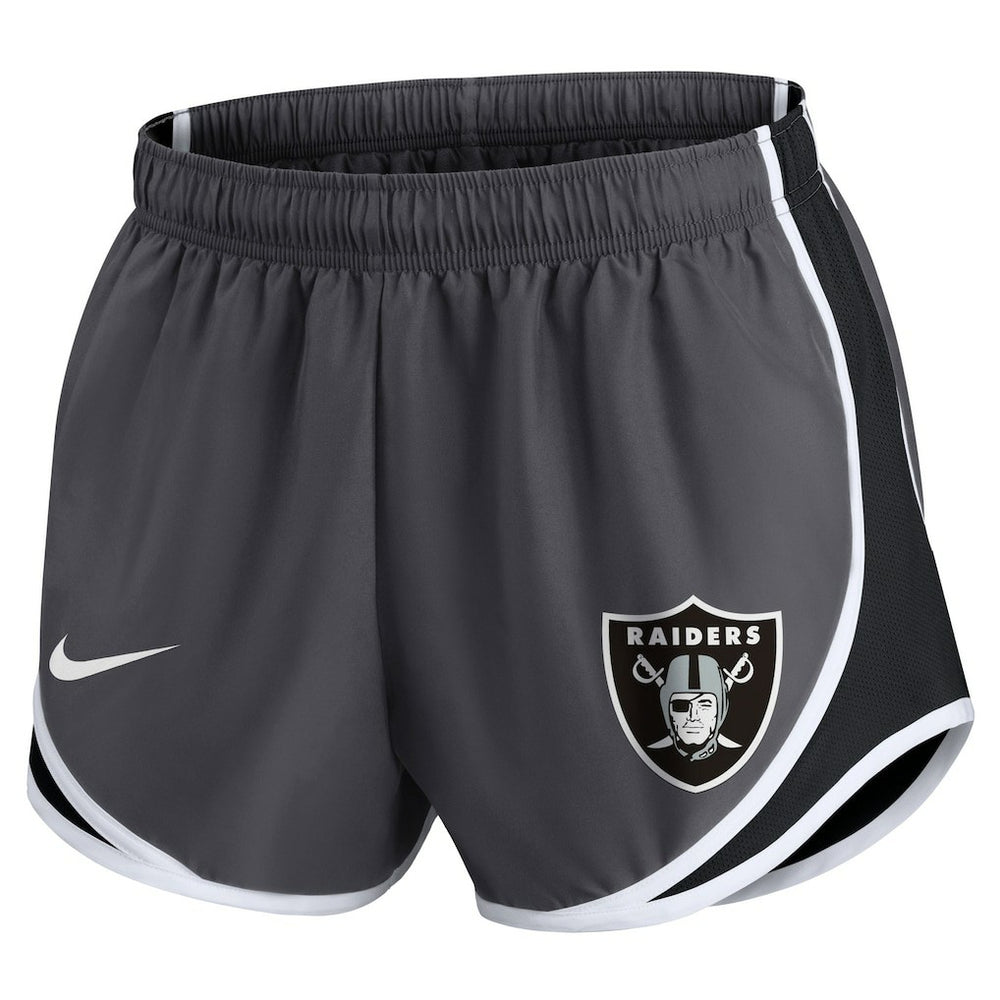 Nike Las Vegas Raiders Women's Plus Size Logo Performance Tempo Shorts Charcoal