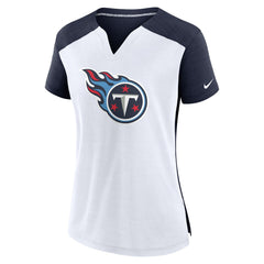 Nike Tennessee Titans Women's Impact Exceed Performance Notch Neck T-Shirt White/Navy