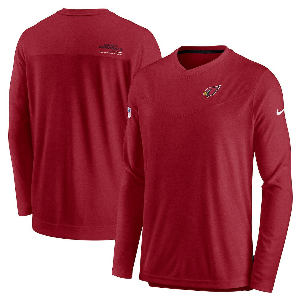 Nike Arizona Cardinals Sideline Coach Chevron Lock Up Long Sleeve V-Neck Performance T-Shirt Cardinal