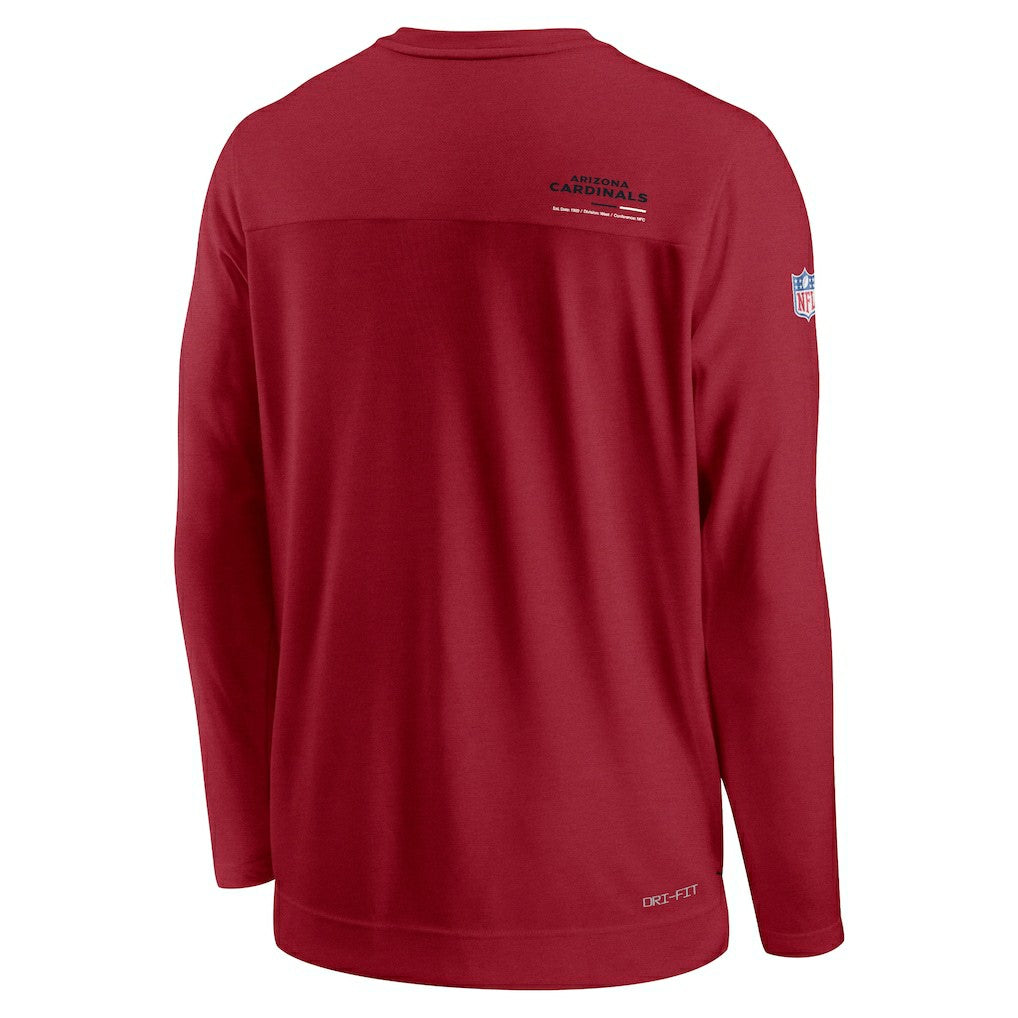 Nike Arizona Cardinals Sideline Coach Chevron Lock Up Long Sleeve V-Neck Performance T-Shirt Cardinal