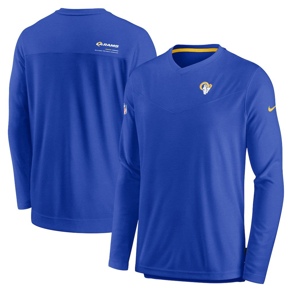 Nike Los Angeles Rams Sideline Coach Chevron Lock Up Long Sleeve V-Neck Performance T-Shirt Royal