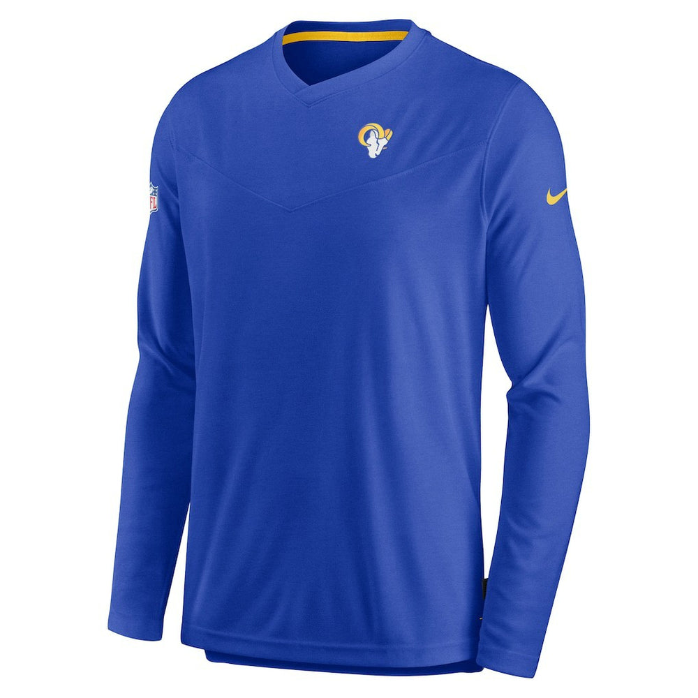 Nike Los Angeles Rams Sideline Coach Chevron Lock Up Long Sleeve V-Neck Performance T-Shirt Royal