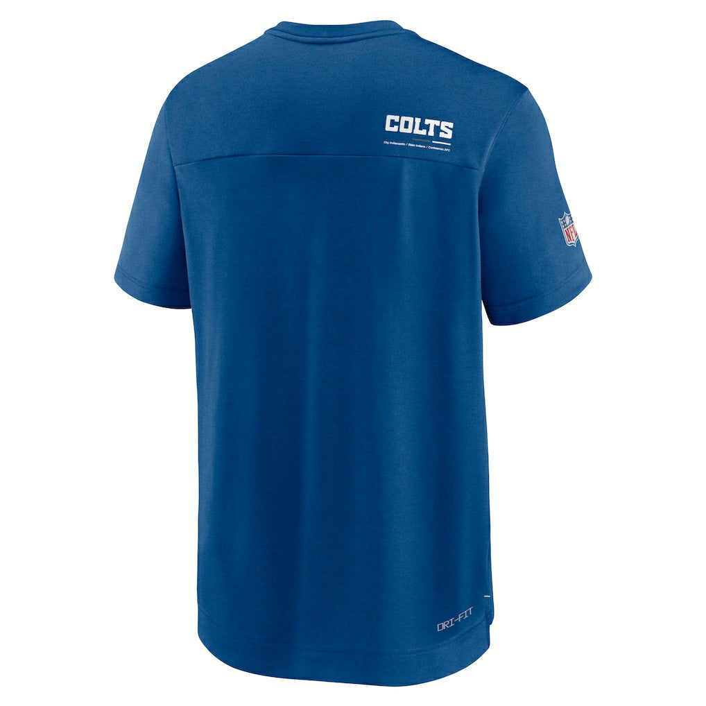 Nike Indianapolis Colts Sideline Coach Chevron Lock Up Logo V-Neck Performance T-Shirt Royal