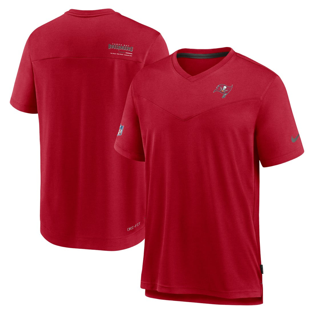 Nike Tampa Bay Buccaneers Sideline Coach Chevron Lock Up Logo V-Neck Performance T-Shirt Red