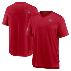 Nike Tampa Bay Buccaneers Sideline Coach Chevron Lock Up Logo V-Neck Performance T-Shirt Red
